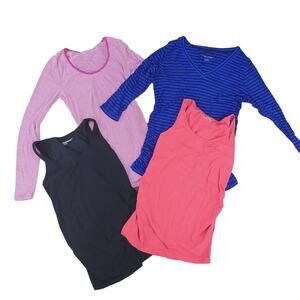 Lot 4 Maternity Shirts Medium, Stripe, Solids, Long Sleeve, Tanks, Pregnancy